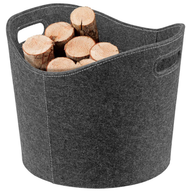 KOSZ DREWNO DEKORACYJNY FILCU SZARY